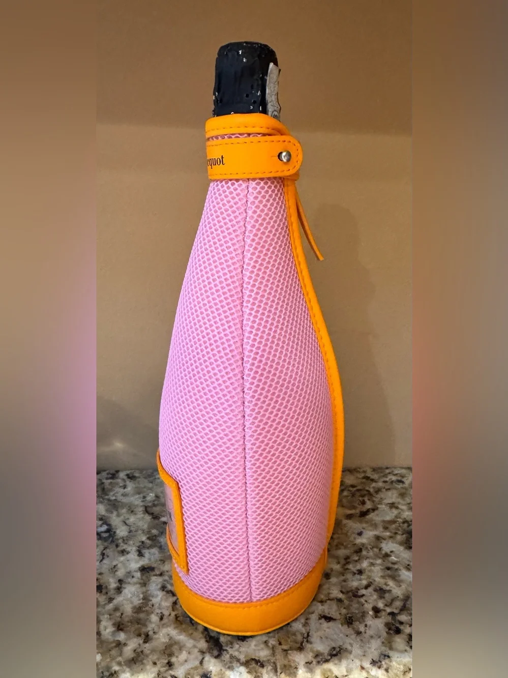 Veuve Clicquo: Pink Rose & Yellow Champagne Bottle Cover Ice Jacket with Handle